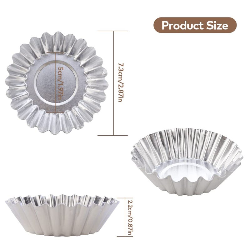 JOGILBOY 20 Pcs Disposable Aluminum Foil Egg Tart Molds Mini Pie Tins Pans and Tinfoil Cupcake Cake Cookie Liner Baking Cup Molder for Baking Supplies Making Tarts Quiche Pie Chocolate Pudding - Image 3